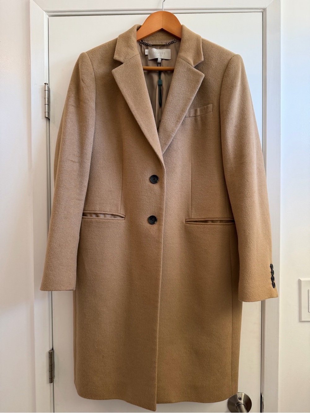 Hobbs London Tailored Camel Wool-Blend Trench Coat
